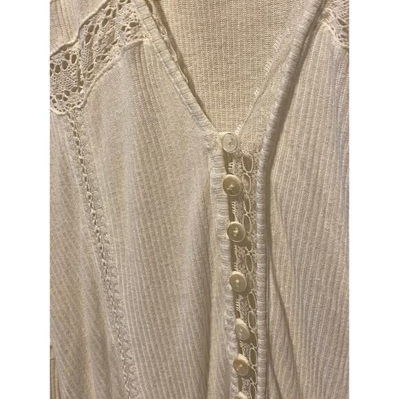 Free People Set to Stun Tunic Top Small White Lace Cotton Linen Cottage Boho - Picture 9 of 15